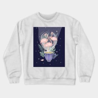 Beautiful Pink Flamingo Exotic Tea Time Crewneck Sweatshirt